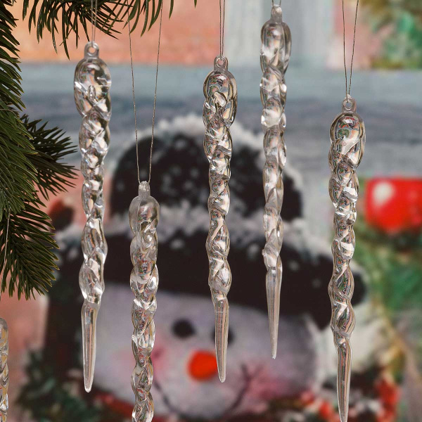 Елочное украшение "Сосулька" HES004 6шт 13см (341)