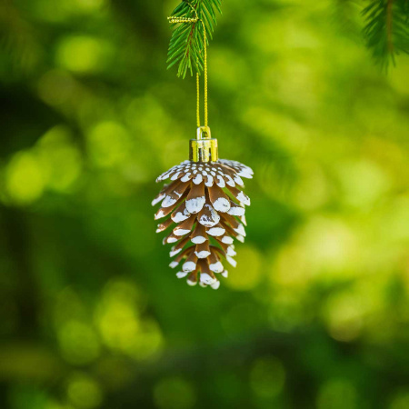 Шар 6DC6-H32-19 6шт 6см "Шишка" шоколадная с белой каймой (360