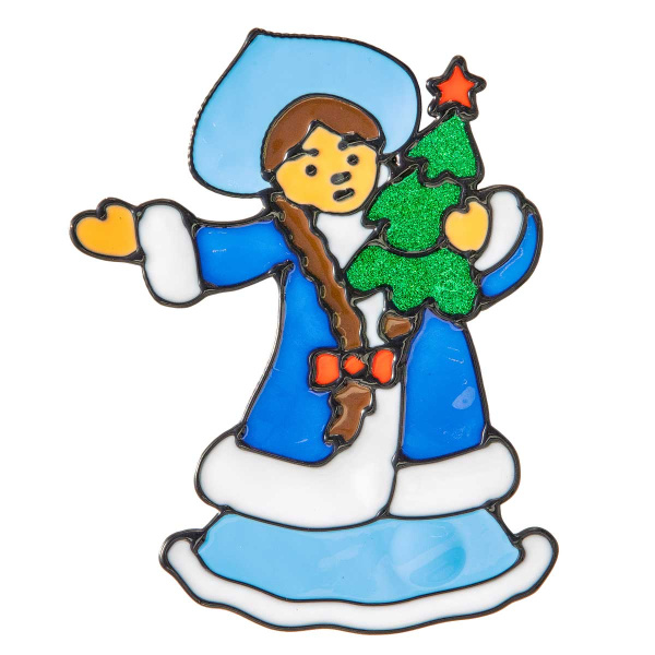 Наклейка на стекло А110 Снегурочка с елкой 20*25см (12)