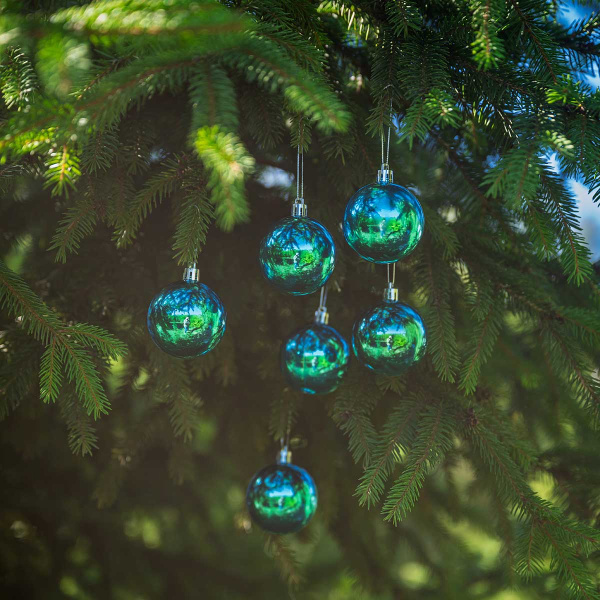 Шар Т173-7 6шт 6см (глянцевые)бирюзов (120)