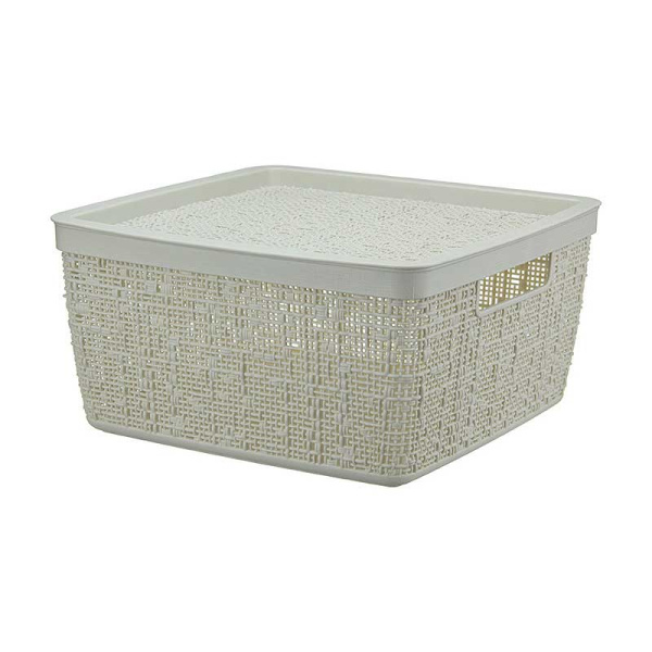 Коробка БЯЗЬ с крышкой 28х28х14 8л Бел Ротанг М2326