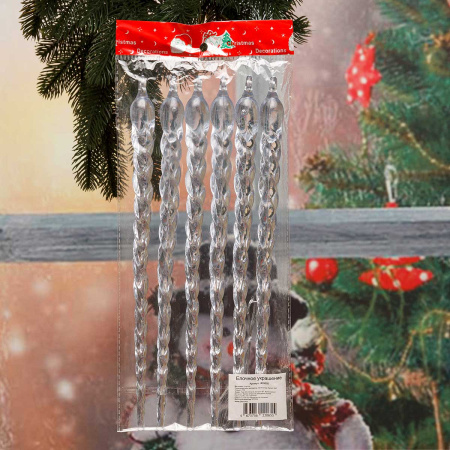 Елочное украшение "Сосулька" HES002 6шт 30см (50)