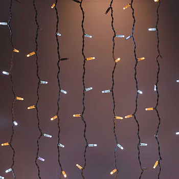 Гирлянда д/улицы штора LLC-20-2 200л 2*2м Холодный белый+Теплый белый свет горения. С эффектом мерцания. Белый провод