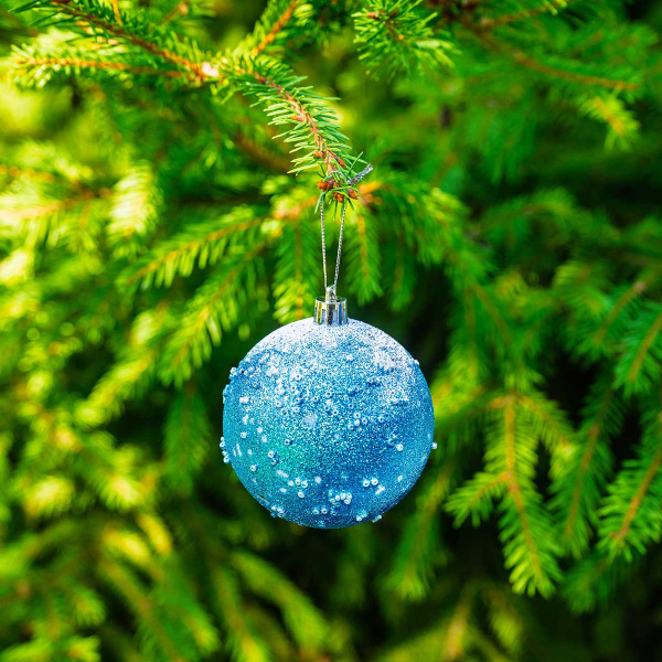 Шар WA25047 6 шт 17 см Сосульки Белые с инеем