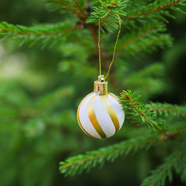 Набор елочных украшений 4ABCDK24-H19-2 4 см 24 шт Шары Золото с белым