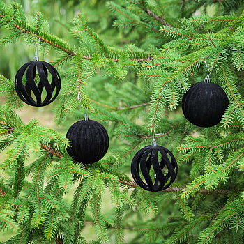 Набор елочных украшений 10RDK4-4 10 см 4 шт Шары БАРХАТ черный