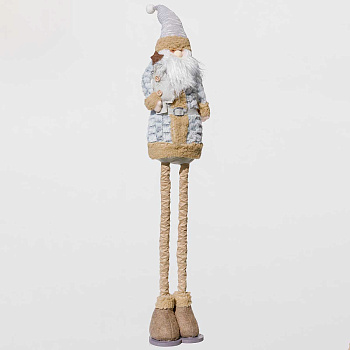 Фигура новогодняя AYY102А Дед Мороз 68-100см в серой шубе, телескопические ноги,с елкой