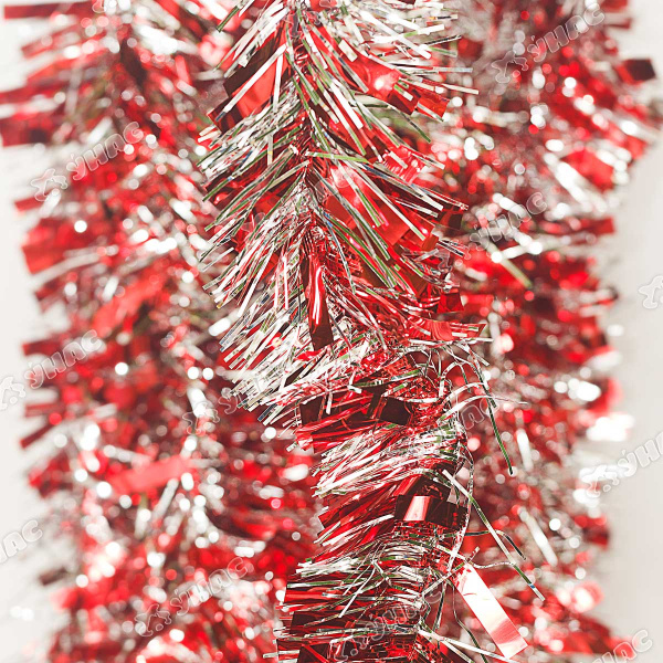 Мишура YТ22-17С красный с серебром d-9см L2м (ЗАПАЙКА 10шт)