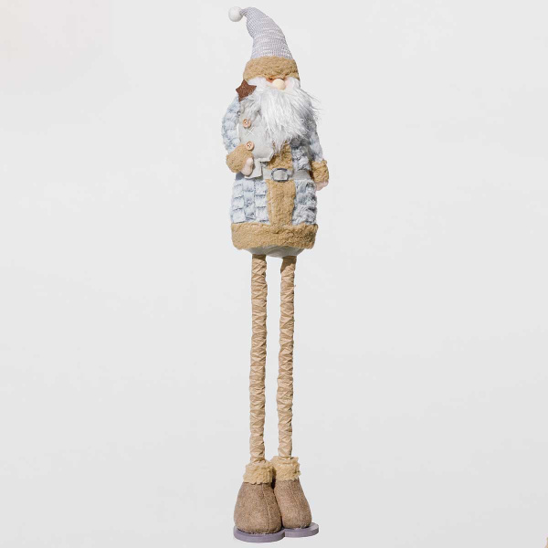 Фигура новогодняя AYY102А Дед Мороз 68-100см в серой шубе, телескопические ноги,с елкой