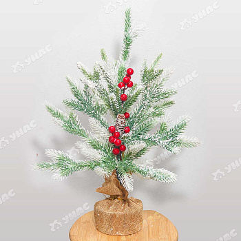 Елка новог.R13 40см в мешковине,украшена (60)