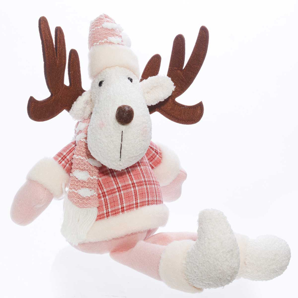 Фигура новогодняя интерьерная Н21262В Лось 45см.Розовый. С длинными ногами