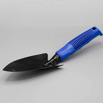 Совок посадочный УЗКИЙ цельнометаллический с ЭРГОНОМИЧНОЙ пластиковой ручкой