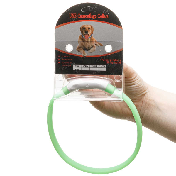 Ошейник 40*1,5см свет-я 3реж. микс USB NA2614 (144
