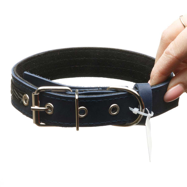 Ошейник кожа+кожаный подклад+лента декоративная ширина 25 мм длина 50 см