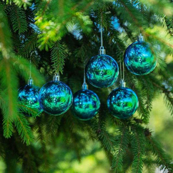 Шар Т173-7 6шт 6см (глянцевые)бирюзов (120)