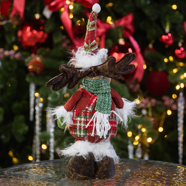 Фигура новогодняя AKK014C Лось 30-40см телескопические ноги, бело-зеленый