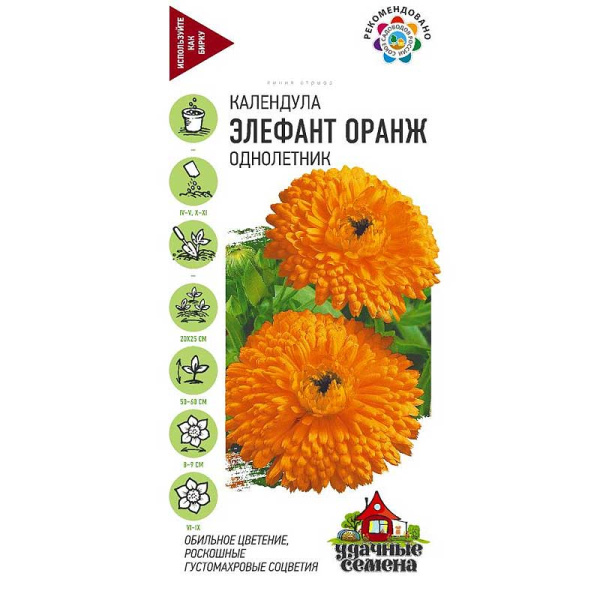 Календула Элефант Оранж Удачные Семена Гавриш Ц 