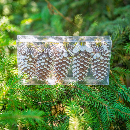 Шар 9DC5-H32B-19 5шт 9см "Шишка" шоколадная с белой каймой (288)