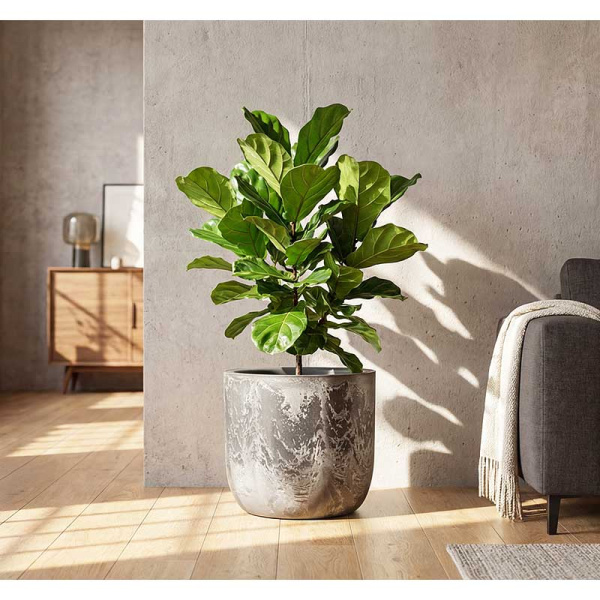 Кашпо МИКРИТ D280мм 7,8л со вставкой серый слайн М3267 х1 