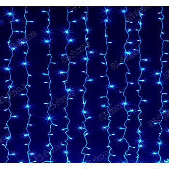 Гирлянда штора LED LС/3-6 192 лампочек, прозрачный провод 2*2,5 м синий
