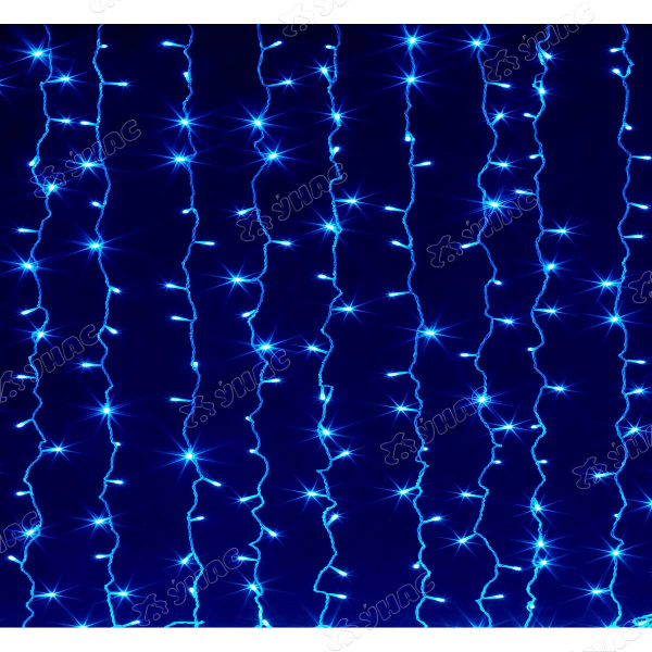 Гирлянда штора LED LС/3-6 192 лампочек, прозрачный провод 2*2,5 м синий