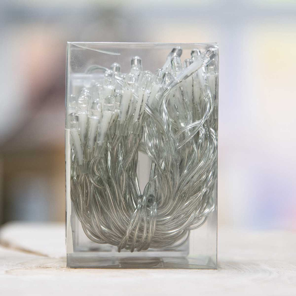 Гирлянда LED LLN-05 50ламп ЦВЕТНАЯ прозрачный провод 5м НА БАТАРЕЙКАХ (в комплект не входит)