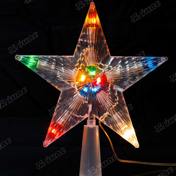 Макушка светодионая ЗВЕЗДА ЦВЕТНАЯ /16см,10 лампочек/