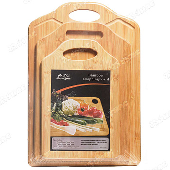 Доска разделочная бамбук 3предмета 27*18см/33*23см/39*28см с ручкой AL-238(10)