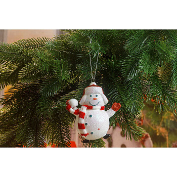 Шар SFOP21422-A 1шт 10см Снеговик в шапке красный(192)