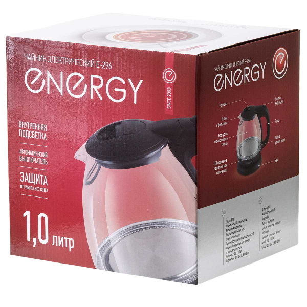 Электрический чайник ENERGY E-296 1 л черный 005215