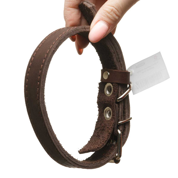 Ошейник кожаный двойной ширина 20 мм длина 45 см
