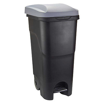 Бак 85л с педалью на колесах серый М2399