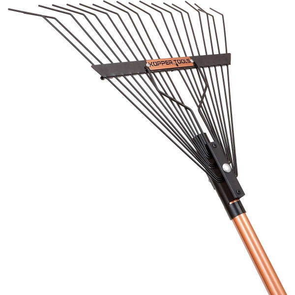 Грабли веерные металлические 18 зубьев KOPPER TOOLS с дюралюминиевым черенком ФИ.076-03