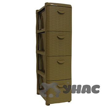 Комод 4-х секционный РОТАНГ узк Бежевый М2814