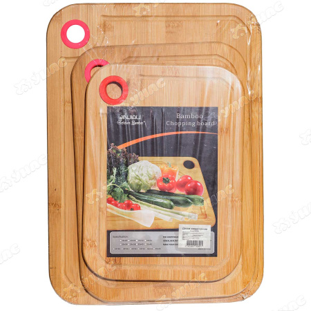 Доска разделочная бамбук 3предмета 28*20/33*23/40*28см с желобком AL-239(10)