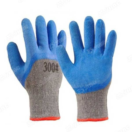 Перчатки "обливные" х/б-полушерсть Вспененный ПВХ. серо-синие Облив 1/2.NA2080(12/480)