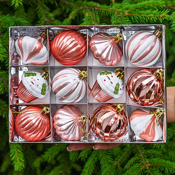 Набор елочных украшений LN36-K-7 5 см 12 шт Шары розовое золото