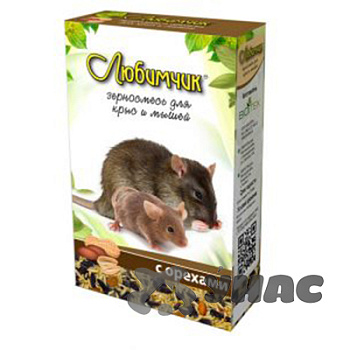Любимчик Корм (зерносмесь) для крыс и мышей 400 г с орехами Энергия и бодрость 0030 х14