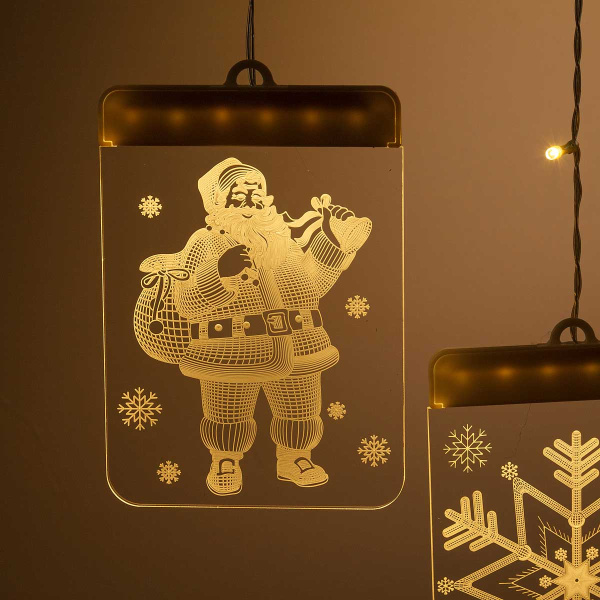 Гирлянда штора LLN-03 2*0,65-0,75м 5нитей, насадка панно-3D ТЕПЛЫЙ БЕЛЫЙ