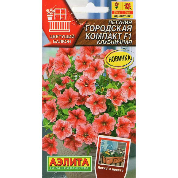 Петуния Городская компакт клубничная Аэлита 
