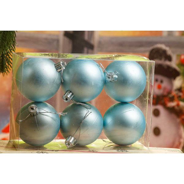 Шар Р59 6шт 6см(матовый)голубой металлик(120)