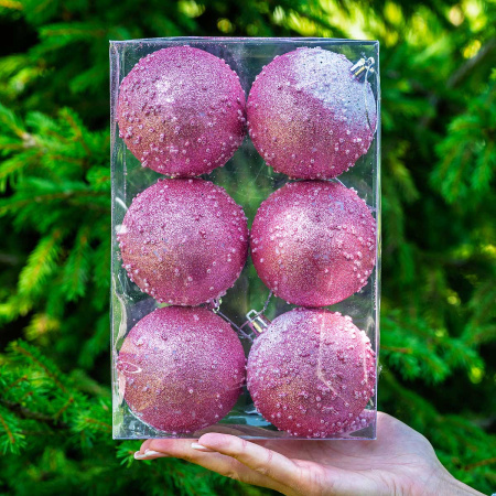 Шар с бисером JY8800624S150-4 6 шт 8 см Розовый (64)