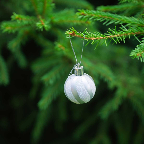 Набор елочных украшений 4ABCDK24-H19-1 4 см 24 шт Шары Серебро с белым