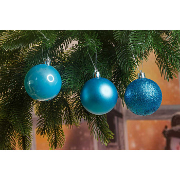 Шар Т264 6шт 6см (акрил/мат/блес) голубые(140)