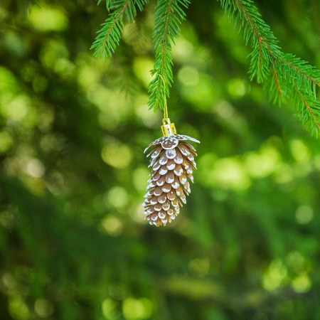 Шар 9DC5-H32B-19 5шт 9см "Шишка" шоколадная с белой каймой (288)