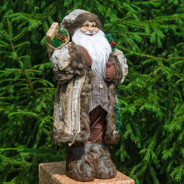 Фигура новогодняя LC252524 Дед Мороз 60 см в меховой шубе