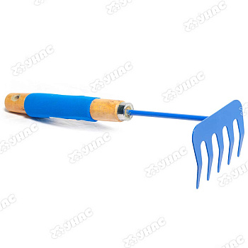 Грабли малые, 5 зубьев, с деревянной ручкой и мягкой вставкой Садовита