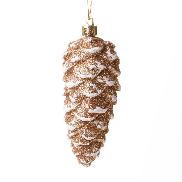 Шар Т075 2шт 10см (шишка золотая со снегом)(310)