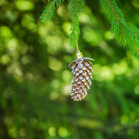 Шар 9DC5-H32B-19 5шт 9см "Шишка" шоколадная с белой каймой (288)