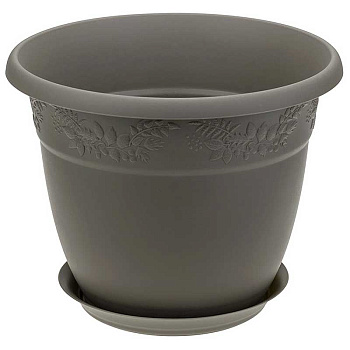 Кашпо РЯБИНА 250мм 5л с подст. Фр.серый М3056 (16) 